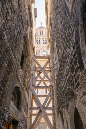 Remains of Roman Historical Complex of the Palace of Diocletian, UNESCO world heritage site in Split, Republic of Croatiaの写真素材