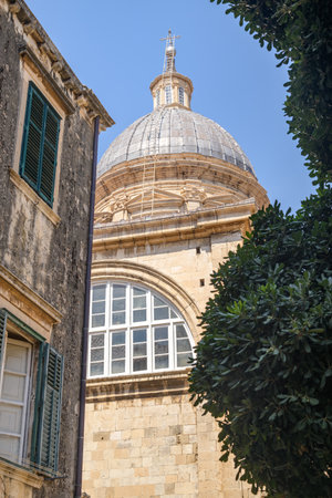 Dome of the Roman Catholic Cathedral of the Assumption of the Virgin Mary in Old town Dubrovnik, Republic of Croatiaの写真素材
