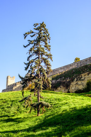 Remains of Historic Belgrade Fortress fortifications in Kalemegdan park in Belgrade, capital of Serbiaの写真素材