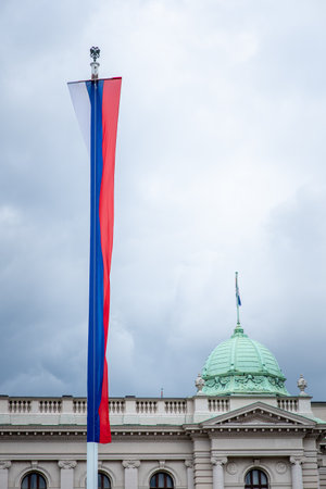 National Assembly of the Republic of Serbia, Parliament of Serbia in capital Belgradeの写真素材