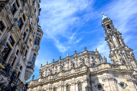 Dresden Cathedral of the Holy Trinity (Katholische Hofkirche) at Theaterplatz in Dresden, Saxony, Germany on 8 September 2024の写真素材