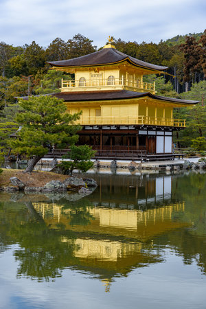 Kinkakuji temple Golden Pavillion, Zen Buddhist temple in Kyoto, Japan, UNESCO world heritage siteの写真素材