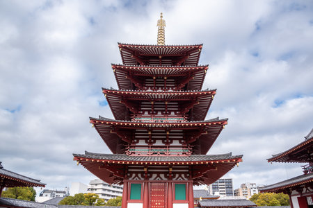 Shitennoji oldest Buddhist Temple in Japan founded in 593 by the prince Shotoku Taishi in Osaka Kansaiの写真素材