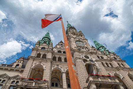 Liberec City Hall neorenaissance style building in the historic city centre of Liberec, Czech Republicの写真素材