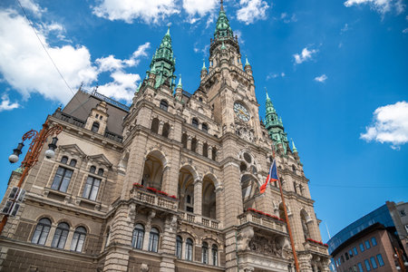 Liberec City Hall neorenaissance style building in the historic city centre of Liberec, Czech...