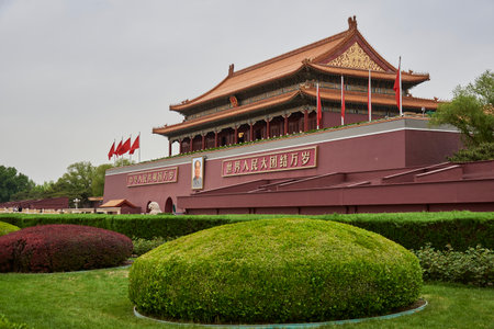 The Tiananmen, Gate of Heavenly Peace, entrance to the Palace Museum (Forbidden City) in Beijing, China on 19 April 2024の写真素材