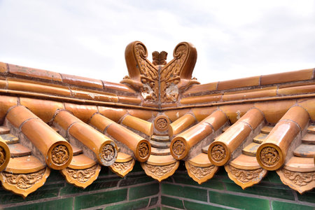 Architectural details at the Summer Palace, complex of imperial Chinese gardens and palaces in Beijing, China on 20 April 2024の写真素材