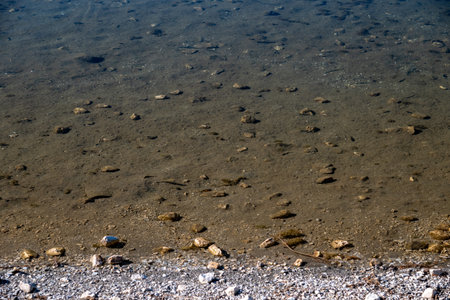 Clear shallow water with visible rocks and pebbles