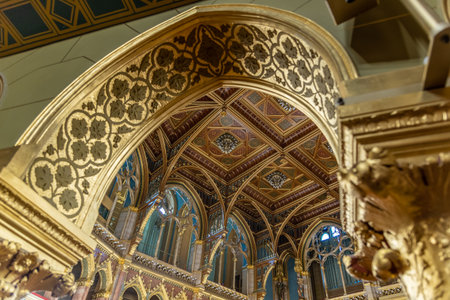 Interior of Hungarian Parliament Building Orszaghaz, seat of the National Assembly in Budapest Hungary on 7 May 2023の写真素材