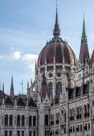 Hungarian Parliament Building Orszaghaz, seat of the National Assembly of Hungary and symbol of Budapest on 30 April 2023の写真素材