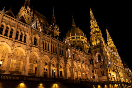 Hungarian Parliament Building Orszaghaz, seat of the National Assembly of Hungary and symbol of Budapest on 30 April 2023の写真素材
