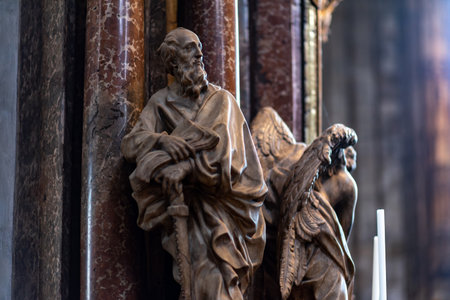Interior of St. Stephen Cathedral Stephansdom in Stephansplatz square in Vienna Austriaの写真素材