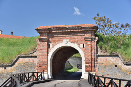 Petrovaradin Fortress on the Danube river in Novi Sad in Vojvodina province of Serbiaの写真素材