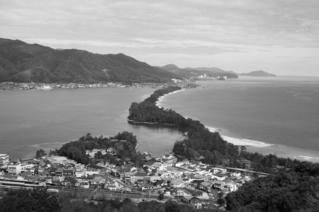 Amanohashidate one of the top three scenic views in Japan on the Sea of Japan in north Kyoto prefecture on 17 February 2024の写真素材