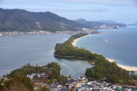 Amanohashidate one of the top three scenic views in Japan on the Sea of Japan in north Kyoto prefecture on 17 February 2024の写真素材