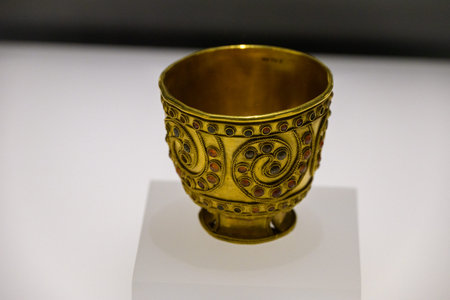 Archaeological Treasury Exhibition of ancient artifacts, gold, silver and precious stones in Georgian National Museum in Tbilisi, capital of Georgia on 13 April 2025