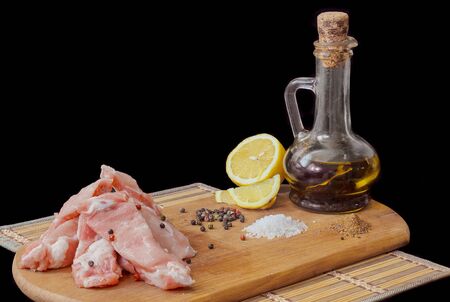 raw ribs with spicesの写真素材