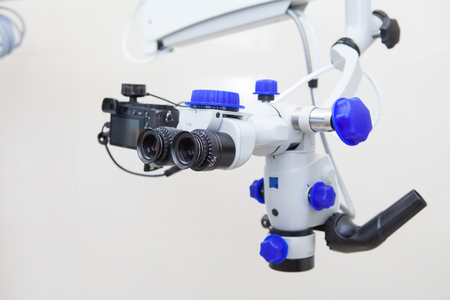 Photo professional Dental endodontic binocular microscope with photo cameraの写真素材