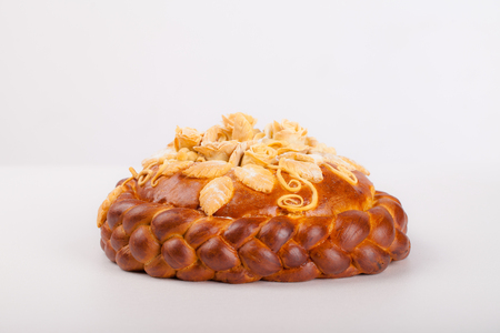 Russian loaf on white background, side viewの写真素材