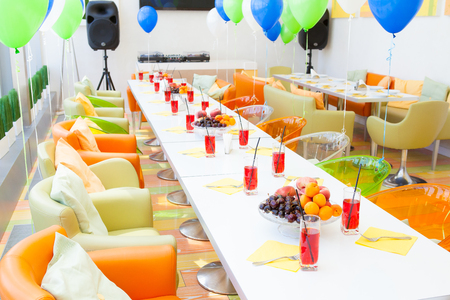 Decorated children's cafe. Prepared for the holidayの写真素材
