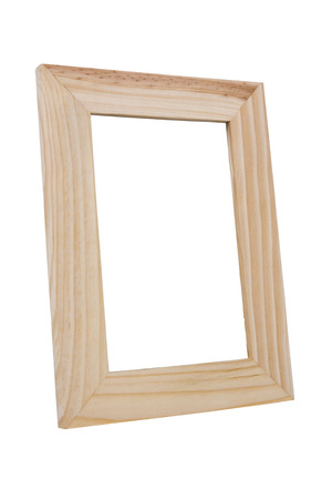 Empty wooden frame isolated on white backgroundの写真素材