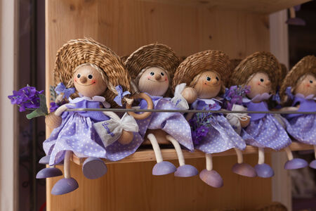 purple lavender dolls in the shop の写真素材
