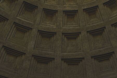 Temple of all the gods of the Pantheon inside. Finishing Details of the dome of the world's largest unreinforced dome of an ancient temple.の写真素材