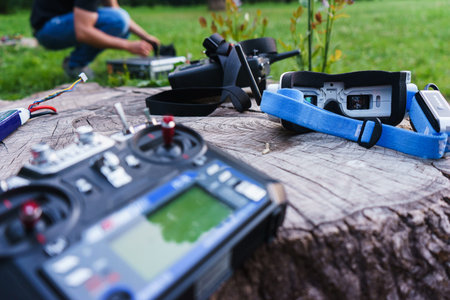 Video monitors-glasses and special devices for the control of the radio controlled sports drones,...