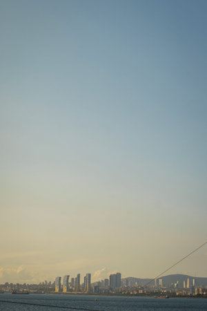 Istanbul cityscape during warm summer day. View of Istanbul from the Bosphorus. Travel to Turkey and...