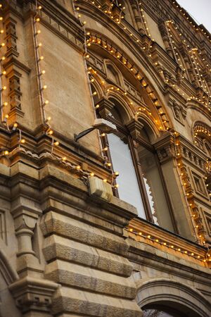 Moscow, Russia - September 2019. Beautiful pedestrian streets of Moscow in autumn in rainy weather. Rain on the streets.のeditorial素材