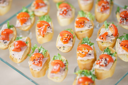 Catering and guest meals during the event. Quick mini snacks in a special beautiful dish. Canapes...