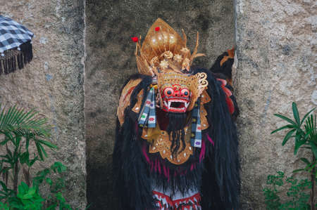 BALI-APRIL, 2020: Garuda Wisnu Kencana Cultural Park on island Bali. Traditional Balinese dance Kechak, dancers tell a story, dancing with eyes, fingers and limbs. Performance on stage.のeditorial素材