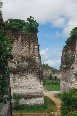 Garuda Wisnu Kencana Public Cultural Park on island Bali. Details of exposition, general views. Travel to Indonesia, attractions. Old limestone quarry and largest monument on the island.の写真素材