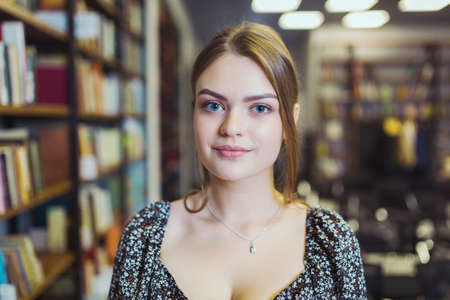 Portrait of a beautiful girl with blue eyes.の写真素材