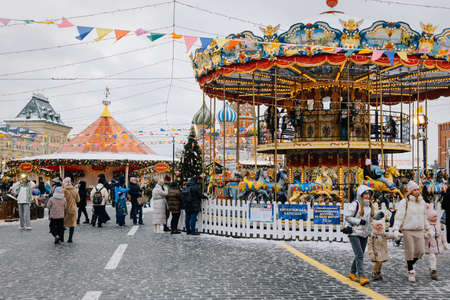 Moscow, Russia, Red Square: Bright New Year and Christmas fairのeditorial素材