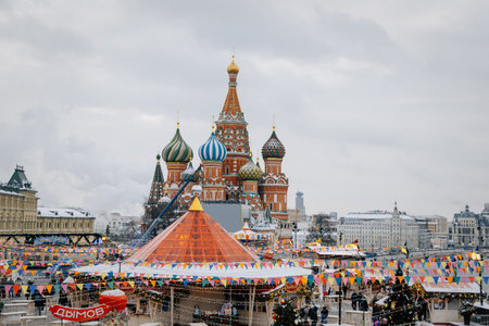 Moscow, Russia, Red Square: Bright New Year and Christmas fairのeditorial素材