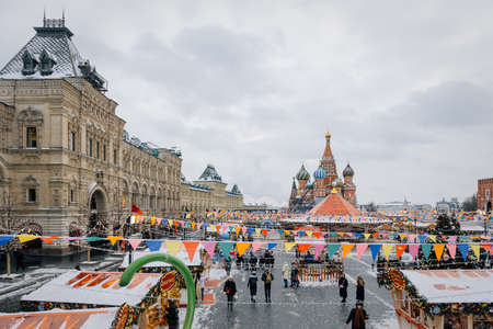 Moscow, Russia, Red Square: Bright New Year and Christmas fairのeditorial素材