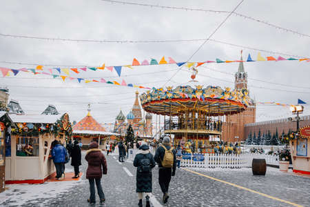 Moscow, Russia, Red Square: Bright New Year and Christmas fairのeditorial素材