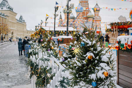 Moscow, Russia, Red Square: Bright New Year and Christmas fairのeditorial素材