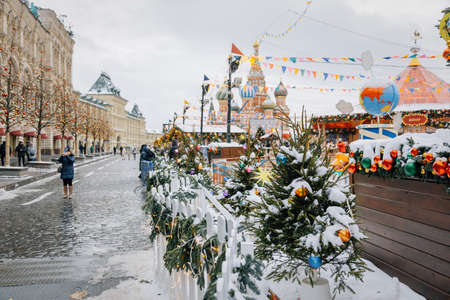Moscow, Russia, Red Square: Bright New Year and Christmas fairのeditorial素材
