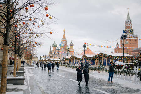 Moscow, Russia, Red Square: Bright New Year and Christmas fairのeditorial素材