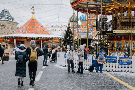 Moscow, Russia, Red Square: Bright New Year and Christmas fairのeditorial素材