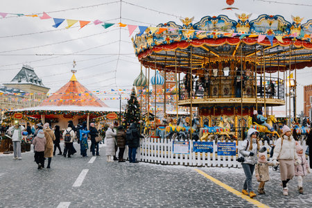 Moscow, Russia, Red Square: Bright New Year and Christmas fairのeditorial素材