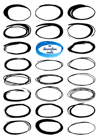 Uniqiue handdrawn shapes of ovals for logo design. Isolated vector illustration on white background.のイラスト素材