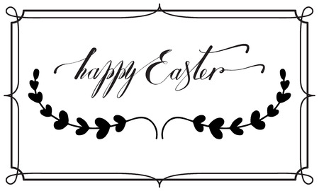 Happy Easter postcard you can use as a tag or a note for a bouquet or a gift. Lettering happy easter. Vector illustration with isolated objectsのイラスト素材