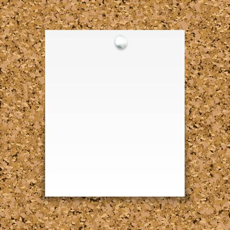 White sticky note isolated on the cork board. Template for your projects. Vector illustration.のイラスト素材