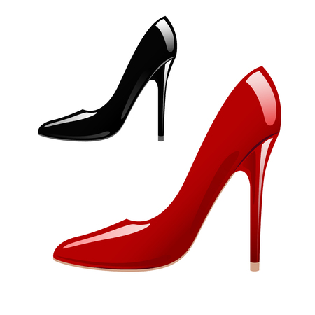 Red and black women shoesのイラスト素材