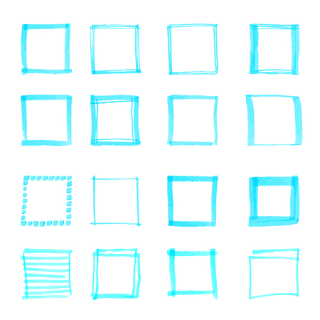 Uniqiue handdrawn shapes of squares for logo design. Isolated vector illustration on white background.のイラスト素材