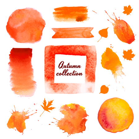 Watercolor stains autumn color collectionのイラスト素材