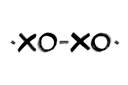 Hand drawn lettering Xoxo. Vector art. Handwritten script sign or slogan - perfect design element for banner, flyer, postcard or poster.のイラスト素材